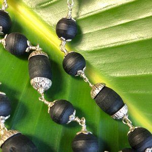 34" black Tulsi Tulasi bead necklace